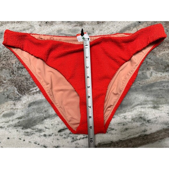 J Crew Bikini Bottom Womens XL Orange Textured Curved Waist Cheeky High Legs - Picture 5 of 6